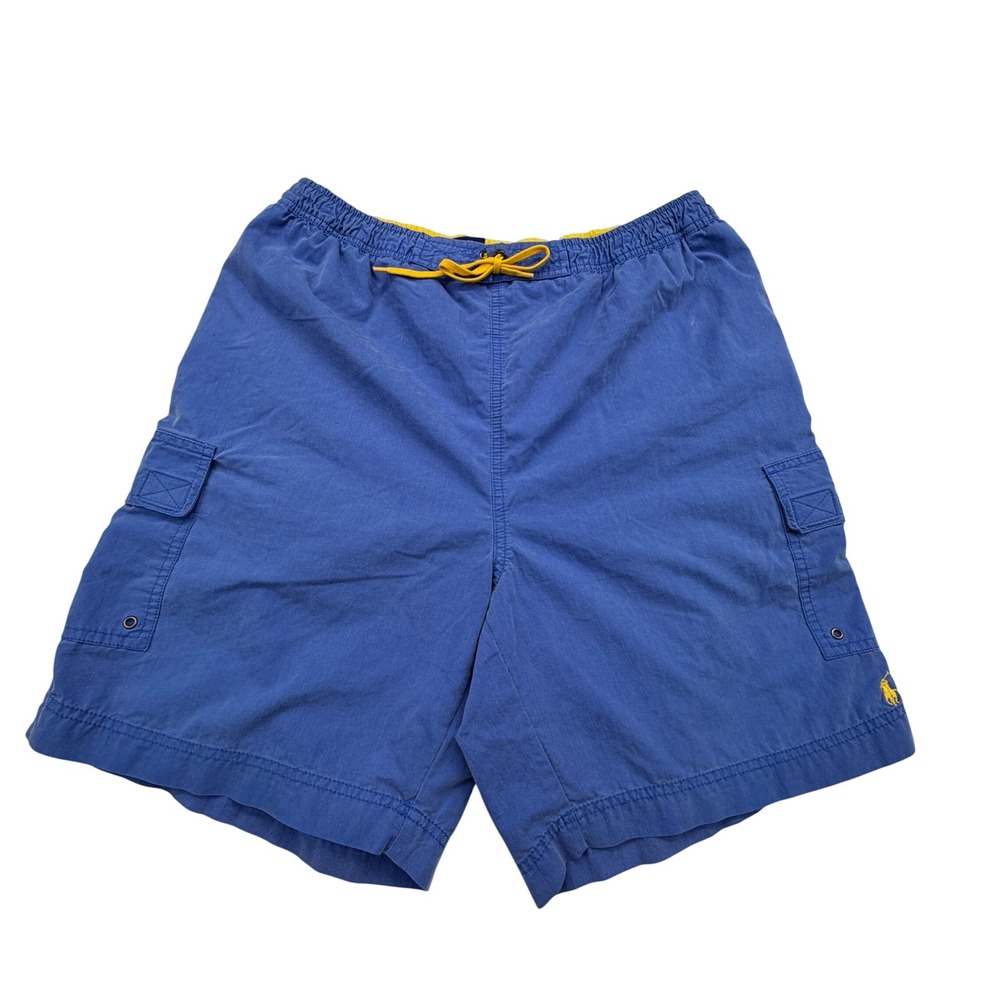 Polo Sport Swim Trunks Mens L Blue Ralph Lauren Cargo Board Shorts 90s Vintage